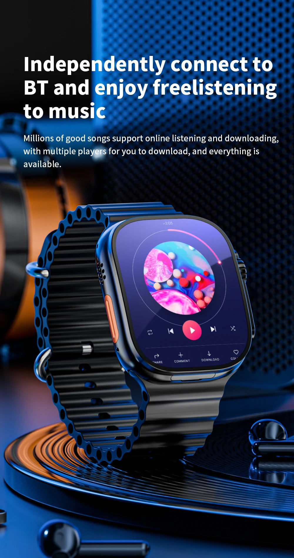 JC02 Pro Smart Watch 2.2 inch Amoled 4G/5G WIFI GPS Curved Screen 480*520 Display App Download Android 10 Sim Card Smartwatch