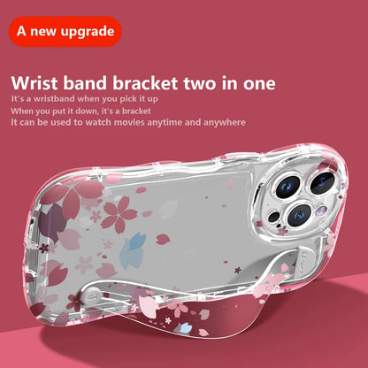 Deluxe Transparency Wrist Band Bracket Applicable Iphone 11 12 13 14 15 Pro Max Soft Silicone Cell Phone Case Anti-fall Lovers