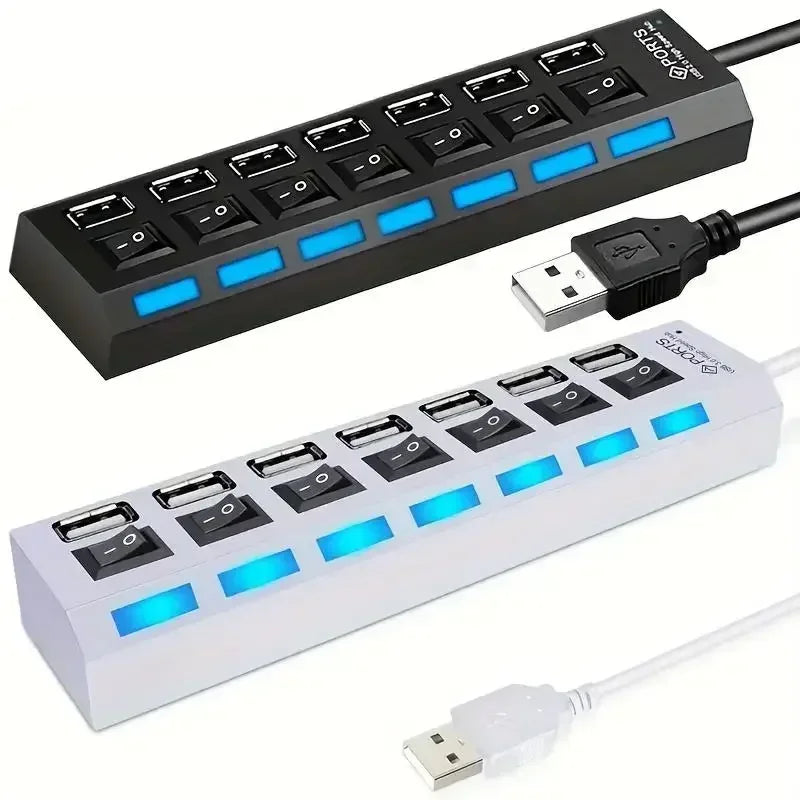 USB 3.0 Hub 4 Port 7 Port High Speed Data Transfer Expander with Led Switch Lamp Power Adapter For PC Laptop Flash Drive U Disk