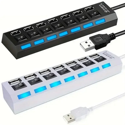 USB 3.0 Hub 4 Port 7 Port High Speed Data Transfer Expander with Led Switch Lamp Power Adapter For PC Laptop Flash Drive U Disk