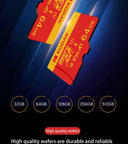 KODAK Micro SD Card Class10 U3 Memory Card MicroSD 64GB 128GB 256GB SD/TF Flash Card on For Smartphone Tablet Camera