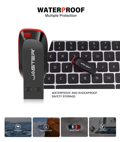 JASTER Plastic USB Flash Drive 128GB Key Chain Memory Stick 64GB Mini Pen Drive 32GB Black Creative Business Gift 16GB 8GB 4GB