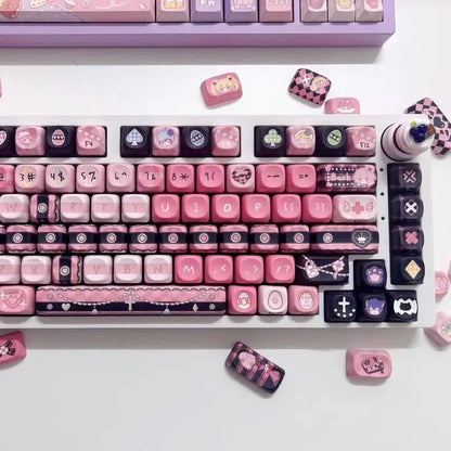 Cute Keycaps Anime MOA Keycaps 142 Keys Gift for Girl Cute Square Thermal Sublimation Mechanical Keyboard 2.25 U 2.75U for Alice