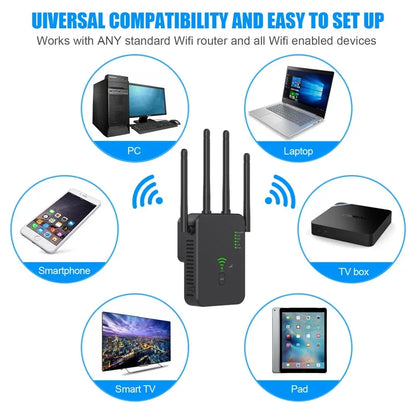 Wireless Repeater 1200Mbps Wifi Signal Booster Dual-Band 2.4G 5G WiFi Extender Gigabit WiFi Amplifier WPS Router Home