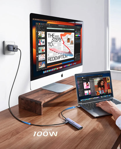 UGREEN 5-in-1 USB C HUB 4K HDMI USB3.0 HUB PD100W Multiport Adapter for Laptop MacBook Pro/Air iPad Pro iPhone15/16 Samsung Dell