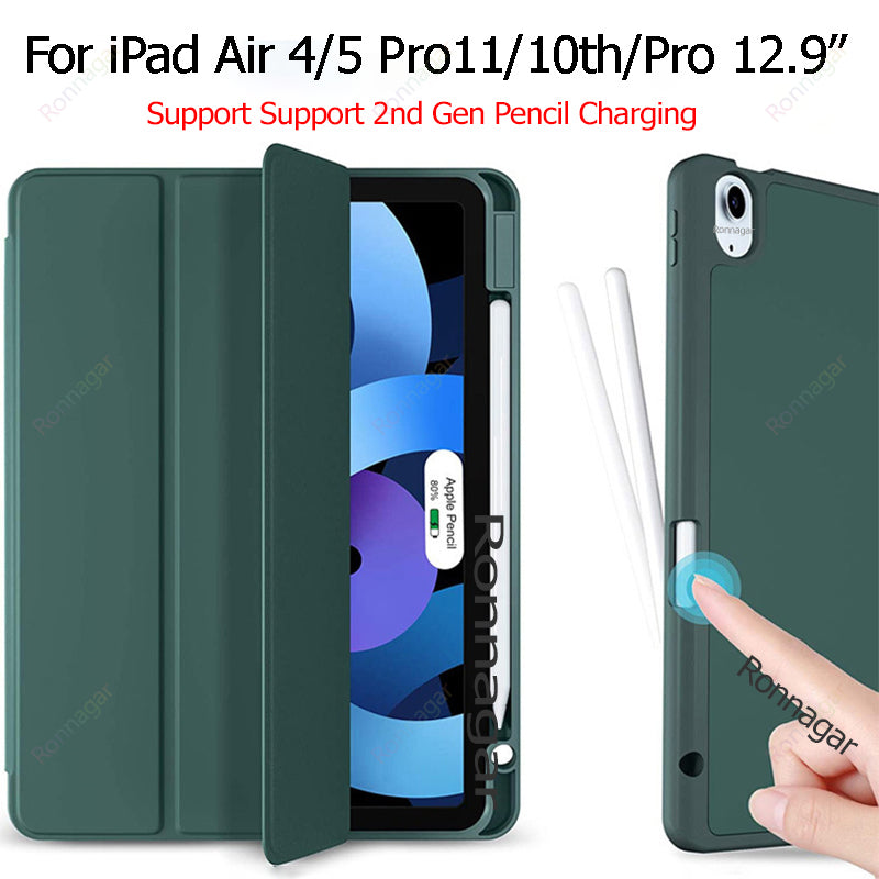 For iPad Air 5 Case ipad Air 4 iPad iPad 10th Generation Case iPad Pro 11 M1 M2 Silicone Stand Support 2nd Gen Pencil Charging