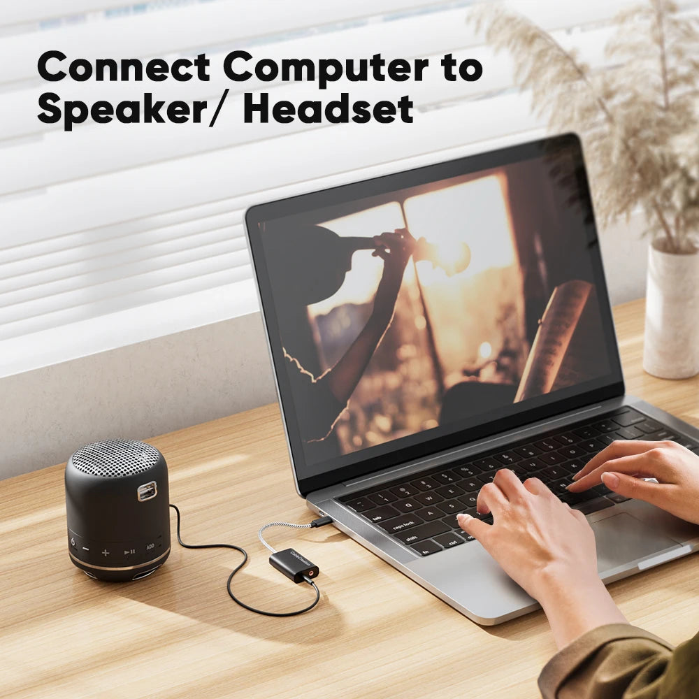 CableCreation Type C Sound Card External Stereo USB C to 3.5 mm Microphone Adapter Audio Jack For Macbook Pro iPad S20 S21Ultra