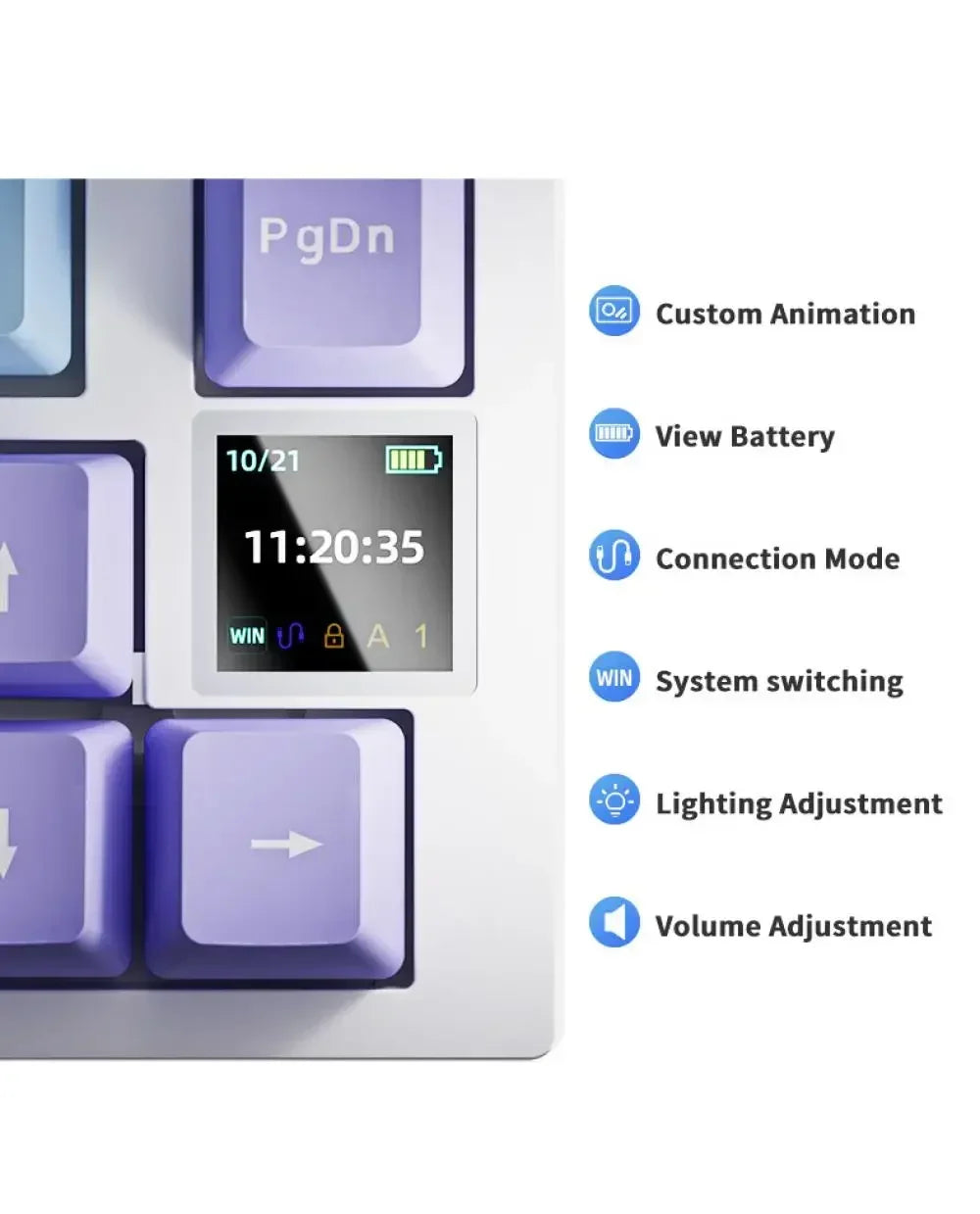 Ajazz Ak820 Wired Mechanical Keyboard 75% Layout Full Keys Hot Swappable Pc Laptop with Display Esports Gaming Keyboard