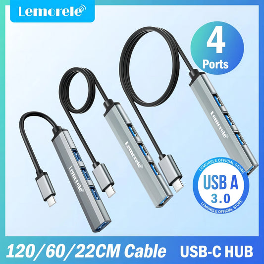Lemorele USB Hub Type C Hub USB3.0 OTG 4 Port USB C/A HUB Multi Splitter Adapter Laptop Accessories For Lenovo Macbook Pro