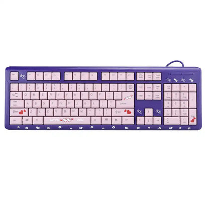 104 Keys USB Keyboard  Wired Ultra-Thin Cute Cartoon Keyboard For Home Office Laptop Computer