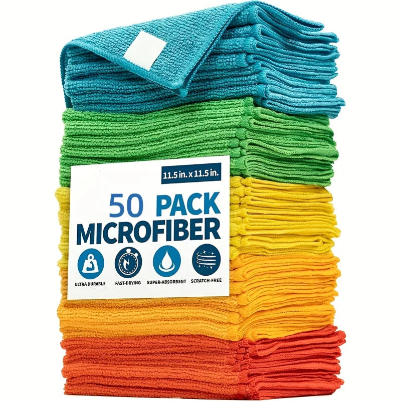 Microfiber Cleaning Cloths - Polyester, multi-surface streak-free. For outdoor, bathroom, kitchen, patio. Super absorbent, versa