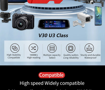 KODAK Micro SD Card Class10 U3 Memory Card MicroSD 64GB 128GB 256GB SD/TF Flash Card on For Smartphone Tablet Camera