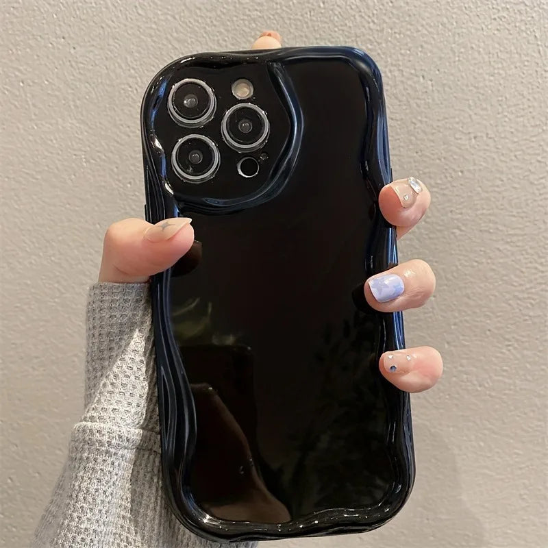 3D Wave Cute Casual Shockproof Phone Case For iPhone 17 16 Pro Max 15 14 13 12 11 XS X XR 7 8 Plus Camera Lens Protection Cover