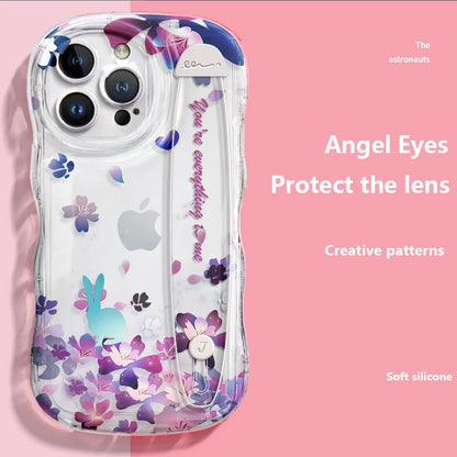 Deluxe Transparency Wrist Band Bracket Applicable Iphone 11 12 13 14 15 Pro Max Soft Silicone Cell Phone Case Anti-fall Lovers