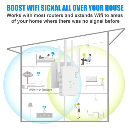 Wireless Repeater 1200Mbps Wifi Signal Booster Dual-Band 2.4G 5G WiFi Extender Gigabit WiFi Amplifier WPS Router Home