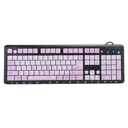 104 Keys USB Keyboard  Wired Ultra-Thin Cute Cartoon Keyboard For Home Office Laptop Computer