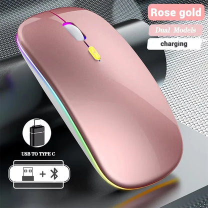 Wireless Mouse Rechargeable Dual Modes Bluetooth-combatible 2.4G USB Computer Mice For Laptop iPad Tablet Notebook Gaming Mouse