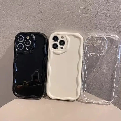 3D Wave Cute Casual Shockproof Phone Case For iPhone 17 16 Pro Max 15 14 13 12 11 XS X XR 7 8 Plus Camera Lens Protection Cover