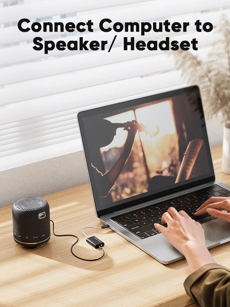 CableCreation Type C Sound Card External Stereo USB C to 3.5 mm Microphone Adapter Audio Jack For Macbook Pro iPad S20 S21Ultra