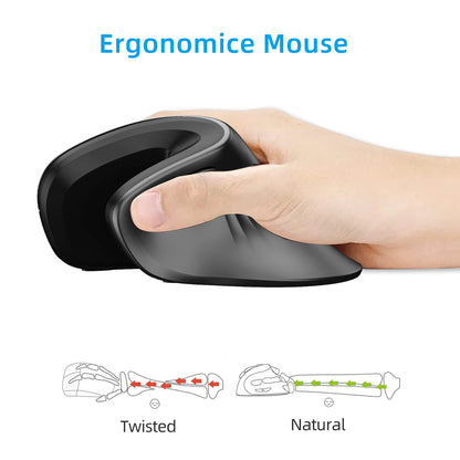 Ergonomic 2.4G USB Wireless Vertical Mouse Battery Silent Wrist Healthy Mice Mause for Laptop Computer Office Work Gamin