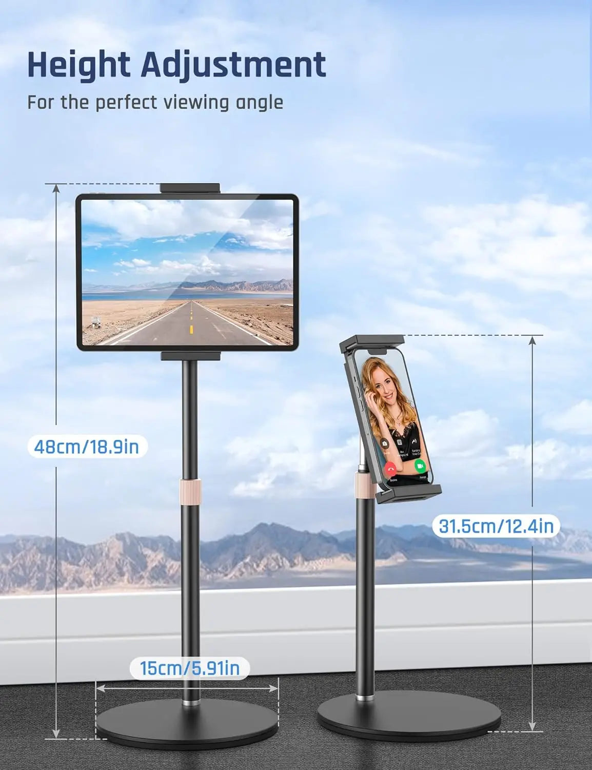 Kimdoole VESA Monitor Desk Mount Single Monitor Stands Freestanding Fits 13'' to 18'' Computer Screen with Height Adjustable