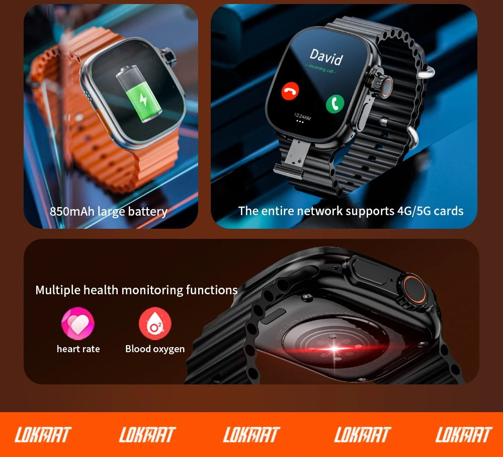 JC02 Pro Smart Watch 2.2 inch Amoled 4G/5G WIFI GPS Curved Screen 480*520 Display App Download Android 10 Sim Card Smartwatch