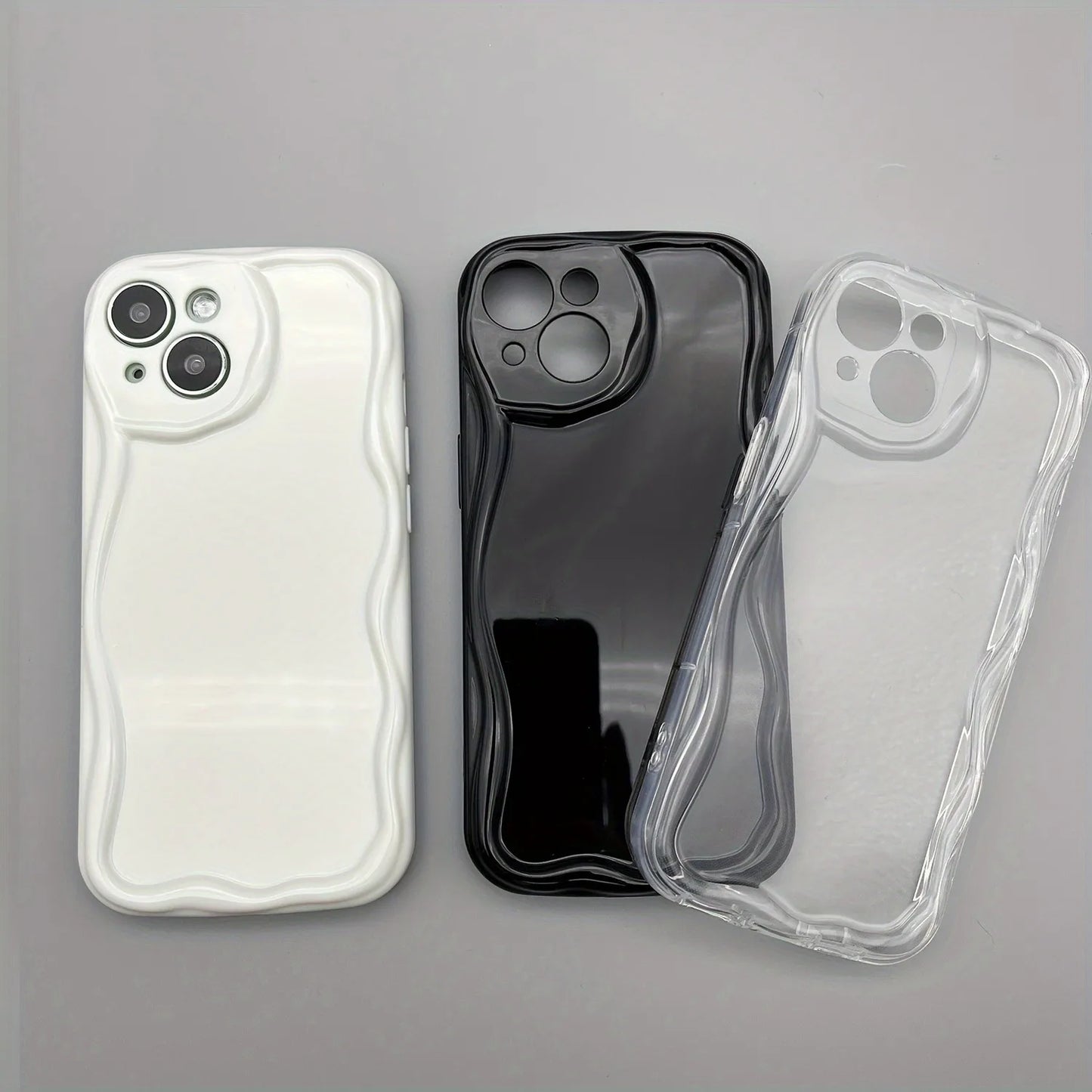 3D Wave Cute Casual Shockproof Phone Case For iPhone 17 16 Pro Max 15 14 13 12 11 XS X XR 7 8 Plus Camera Lens Protection Cover