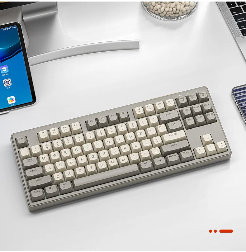 FREEWOLF M87 Wireless Keyboard and Mouse Set, 87keys Bluetooth Dual Mode Keyboard Mouse Kit with Rainbow-light RGB,PBT Ballcaps