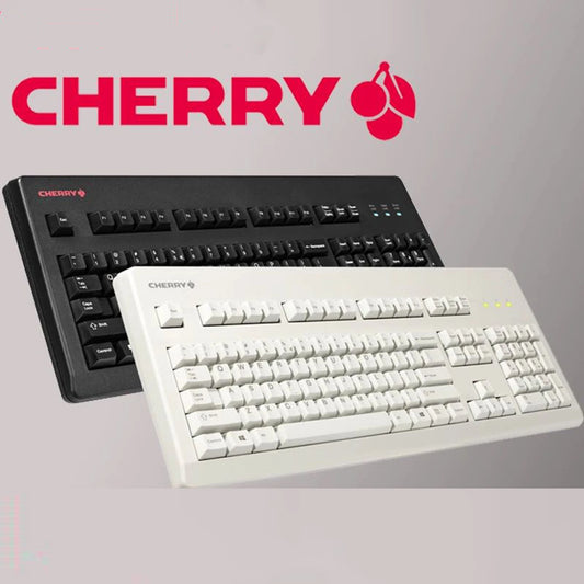 CHERRY G80-3494 Black White Plastic Case Black Green Silent Red Switch 104 Full Size Retro Typing Mechanical Keyboard