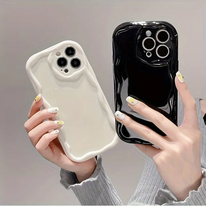 3D Wave Cute Casual Shockproof Phone Case For iPhone 17 16 Pro Max 15 14 13 12 11 XS X XR 7 8 Plus Camera Lens Protection Cover