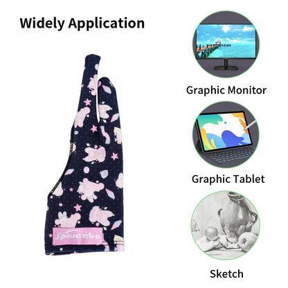 Cute Two-finger Glove for Ipad/Graphics Drawing Tablet HUION / WACOM/XP-PEN, Sweat-proof Glove for sketching Paiting Art Student