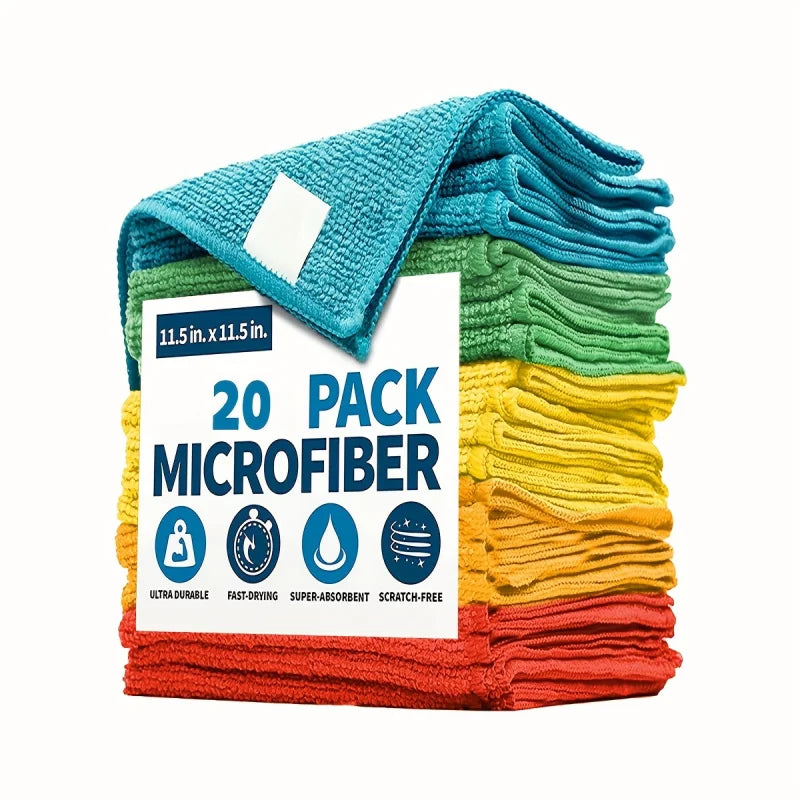 Microfiber Cleaning Cloths - Polyester, multi-surface streak-free. For outdoor, bathroom, kitchen, patio. Super absorbent, versa