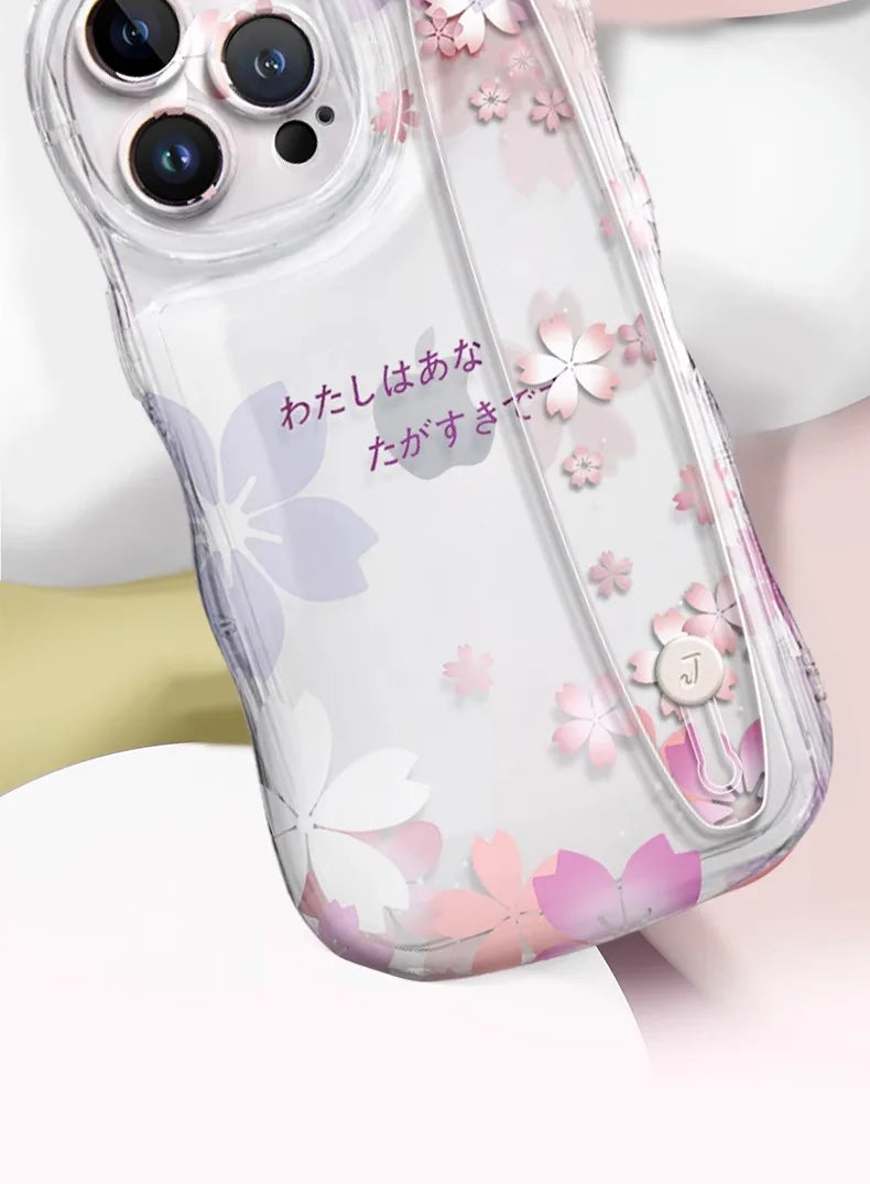 Deluxe Transparency Wrist Band Bracket Applicable Iphone 11 12 13 14 15 Pro Max Soft Silicone Cell Phone Case Anti-fall Lovers