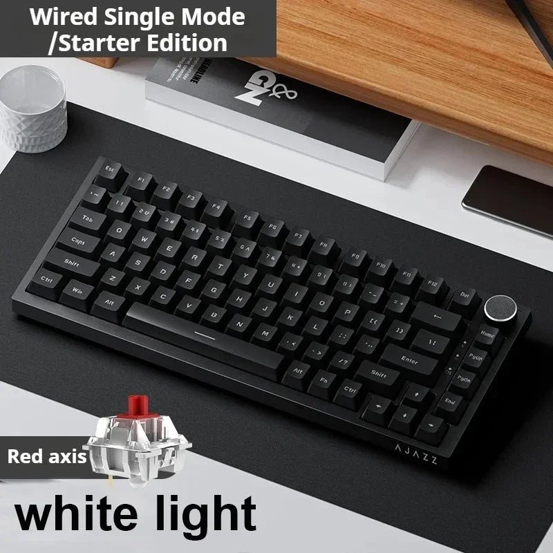 Ajazz Ak820 Wired Mechanical Keyboard 75% Layout Full Keys Hot Swappable Pc Laptop with Display Esports Gaming Keyboard