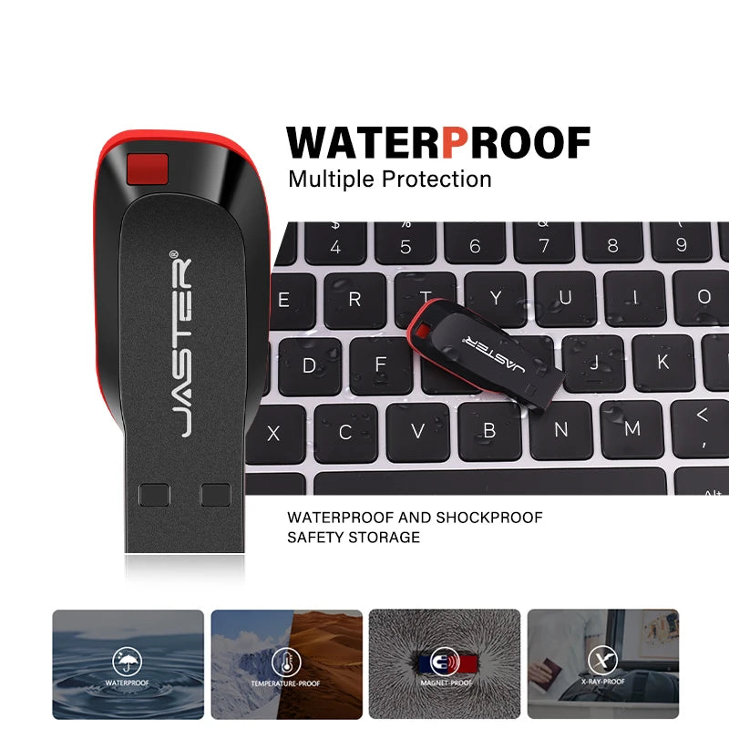 JASTER Plastic USB Flash Drive 128GB Key Chain Memory Stick 64GB Mini Pen Drive 32GB Black Creative Business Gift 16GB 8GB 4GB