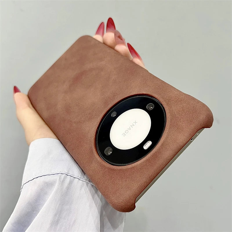 Luxury Matte Leather Frameless Phone Case For Huawei Pura 70 Ultra Pro Plus Mate 60 Magnetic For Magsafe Wireless Charge Cover