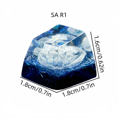 NEW Butterfly Custom Keycaps Resin Drip Glue Cherry Transparent Cross Shaft for ESC Game Mechanical Keyboard Keycap