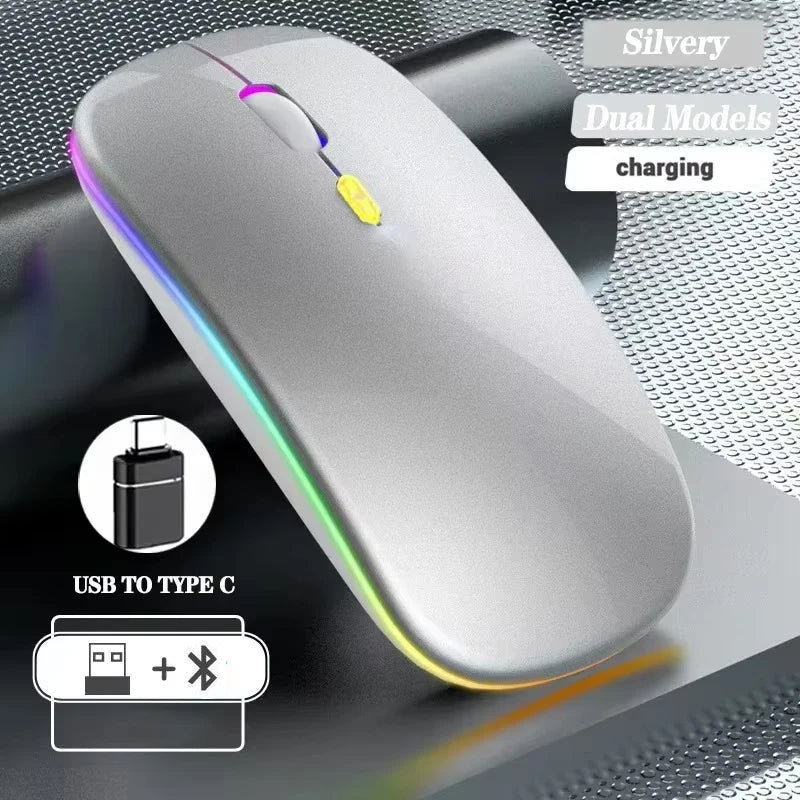 Wireless Mouse Rechargeable Dual Modes Bluetooth-combatible 2.4G USB Computer Mice For Laptop iPad Tablet Notebook Gaming Mouse