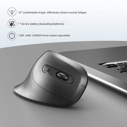 Ergonomic 2.4G USB Wireless Vertical Mouse Battery Silent Wrist Healthy Mice Mause for Laptop Computer Office Work Gamin