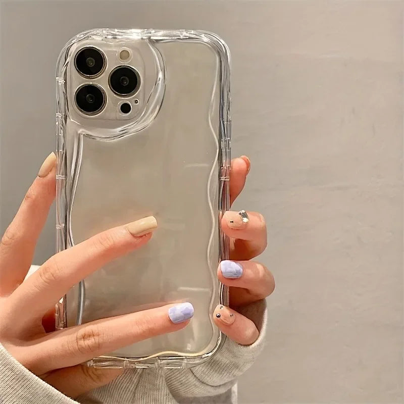 3D Wave Cute Casual Shockproof Phone Case For iPhone 17 16 Pro Max 15 14 13 12 11 XS X XR 7 8 Plus Camera Lens Protection Cover