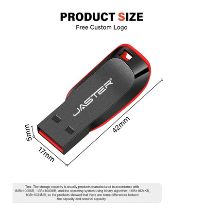 JASTER Plastic USB Flash Drive 128GB Key Chain Memory Stick 64GB Mini Pen Drive 32GB Black Creative Business Gift 16GB 8GB 4GB