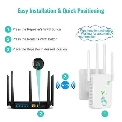 Wireless Repeater 1200Mbps Wifi Signal Booster Dual-Band 2.4G 5G WiFi Extender Gigabit WiFi Amplifier WPS Router Home