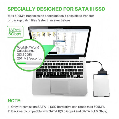 USB 3.0 to SATA III Adapter Cable - 6Gbps 2.5" HDD/SSD Converter with 22-Pin Connector for Laptop/PC (Plug & Play)